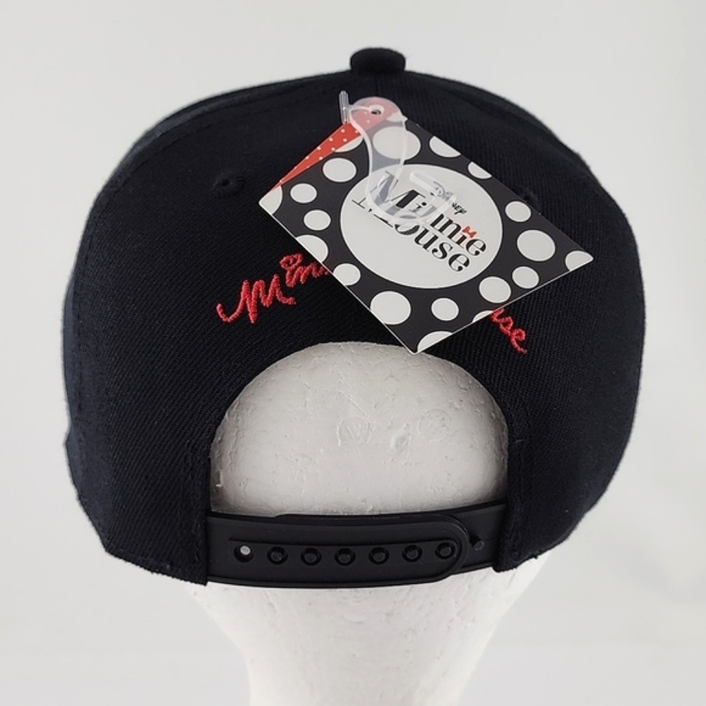 NWT Disney Minnie Mouse Women's Flat Bill Snap Back Black Baseball Cap EmbroideR - Picture 10 of 16